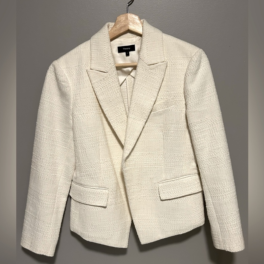 Theory Cream Textured Blazer